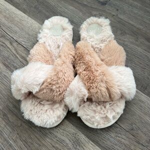 Fuzzy Beige and Cream Anthropologie Slippers